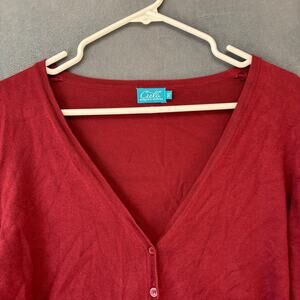 Cielo Burgundy Button Front Cardigan Sweater Plus Size 1XL Minimalist Cottage